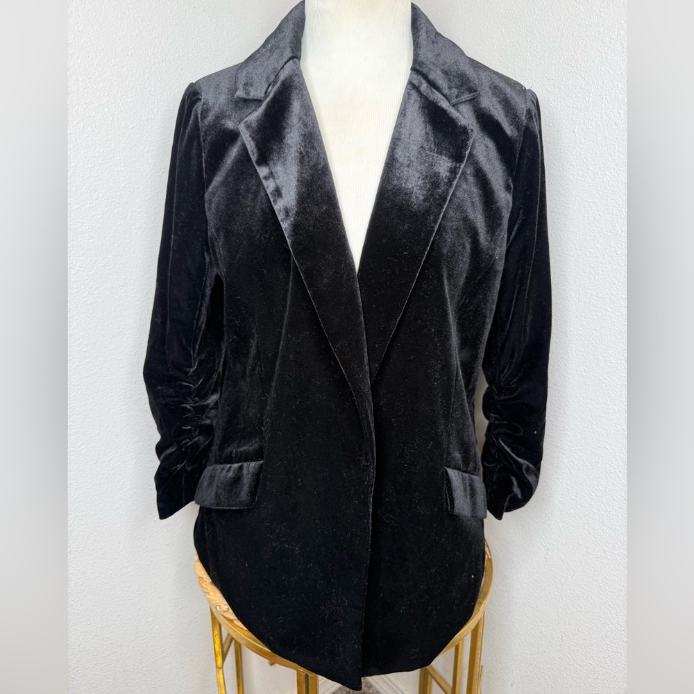 Baltic Born Blazer Brinton Velvet Collared Jacket in Black Open Style
